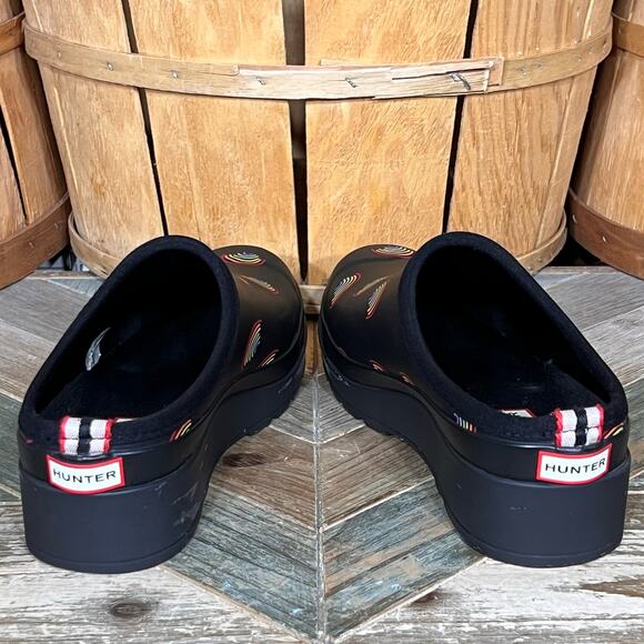 Hunter PLAY Logo Rainbow All Over Print Slip-On Mules Clogs Womens Size 10 - Picture 8 of 11
